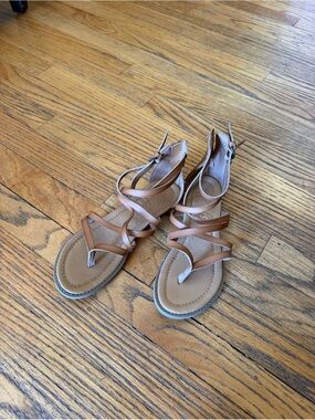 Girls Brown Strappy Comfort Sandals